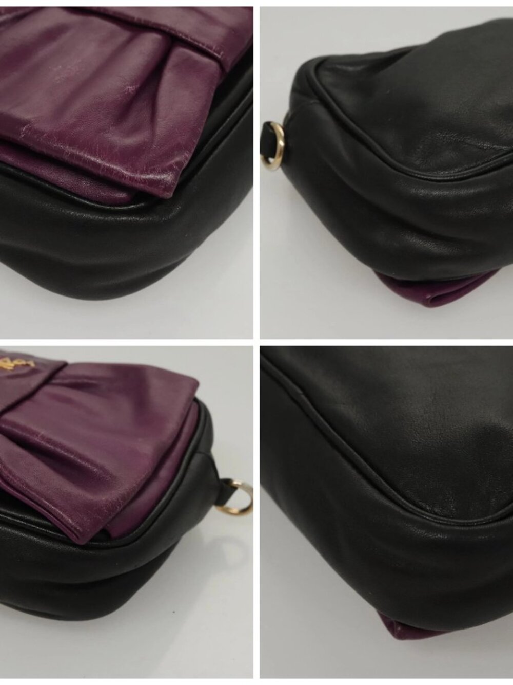 PRADA ribbon Shoulder Bag Leather Purple Gold - Picture 13 of 16